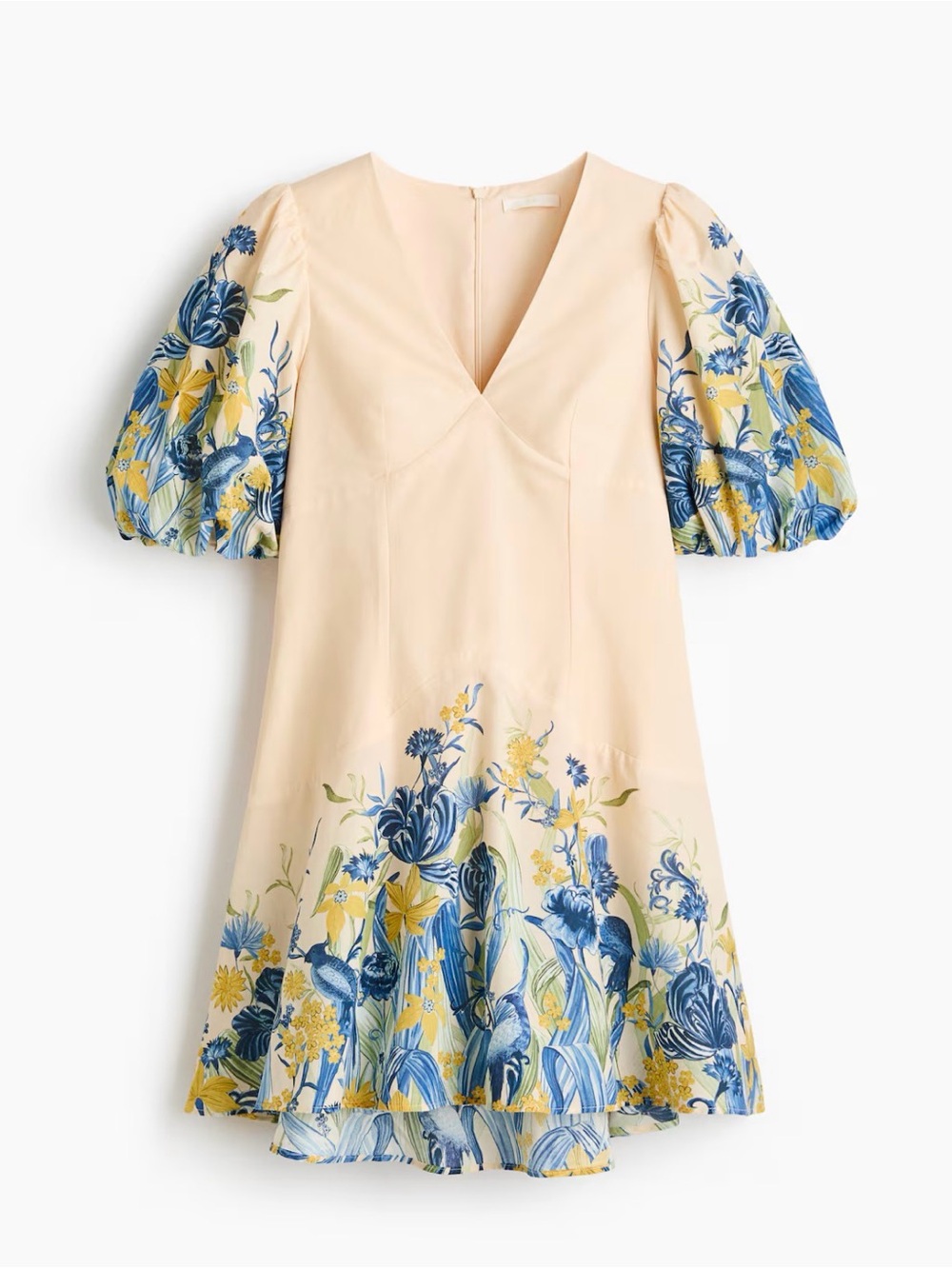 H&M Cream Mini Dress with Blue and Yellow Floral Print